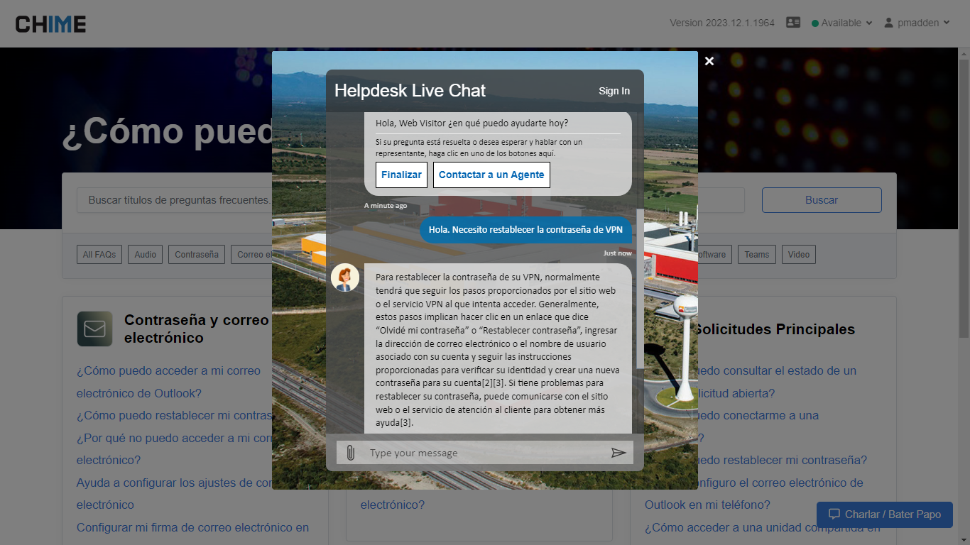 Multi-language service desk in Microsoft Teams UI