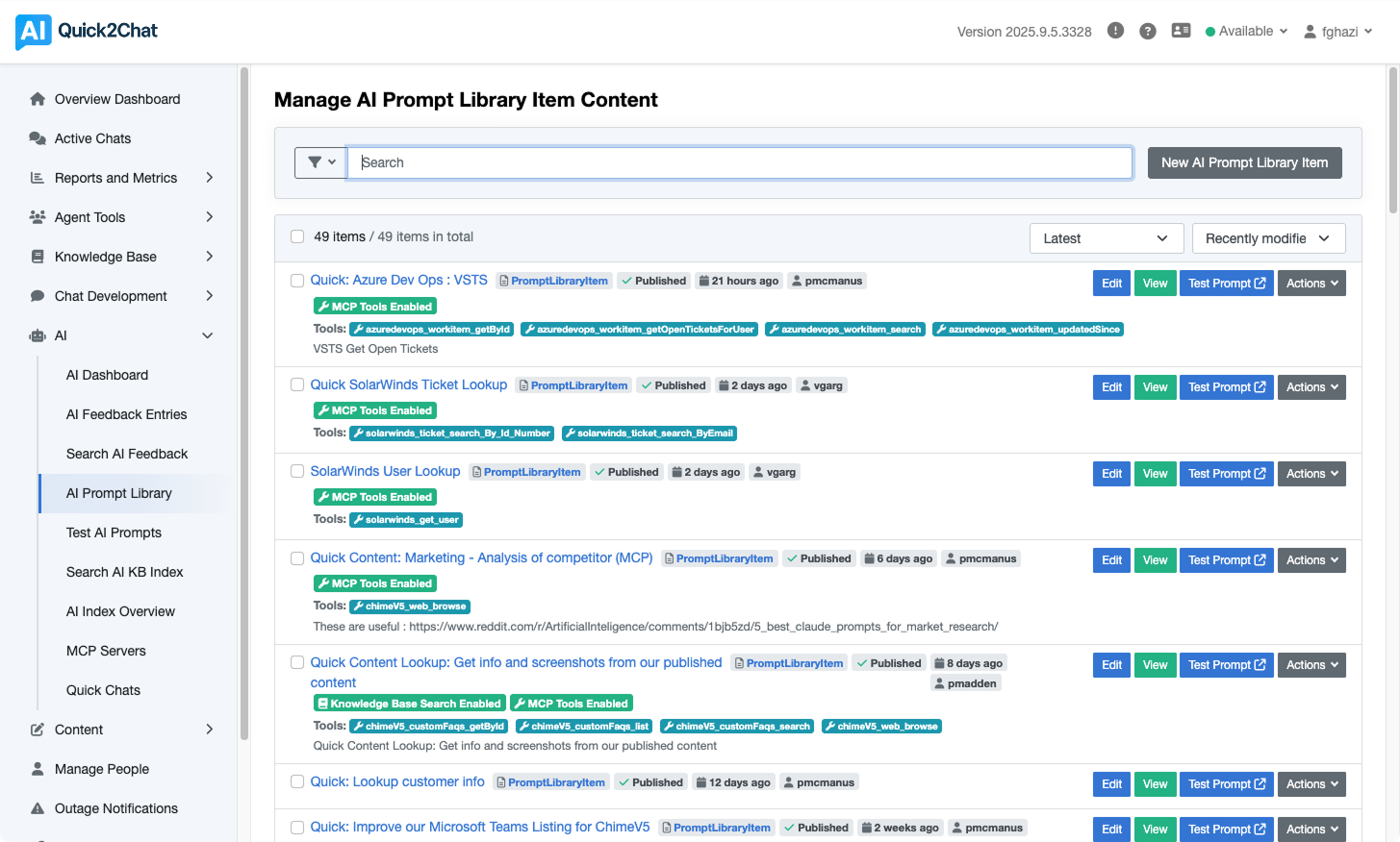 Prompt Library - Helpdesk solutions feature