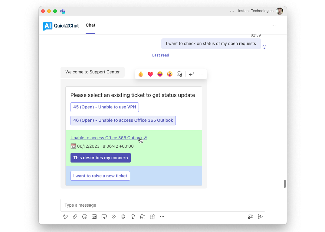 Conversational Ticketing - Helpdesk solutions feature